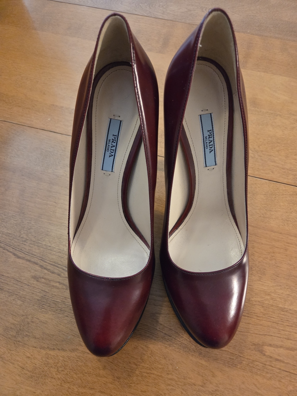Prada Women's Burgundy Leather Pumps